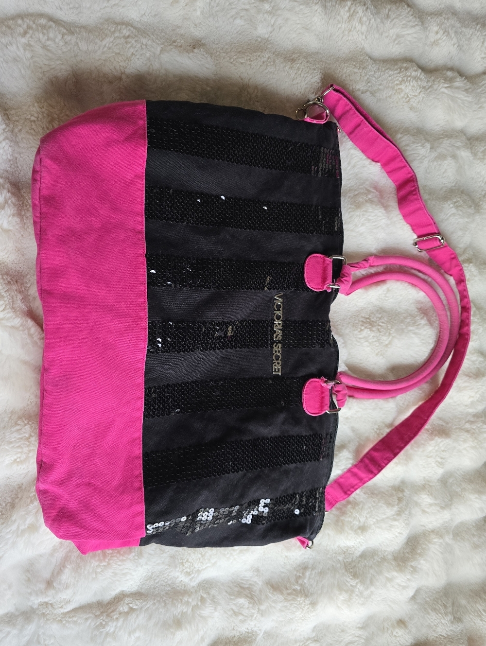 Black & Pink Victoria's Secret Pink Duffle Bag